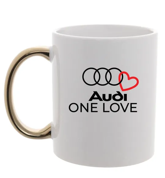 Чашка с цветной ручкой Audi One love Золото фото