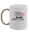 Чашка с цветной ручкой Audi One love Золото фото