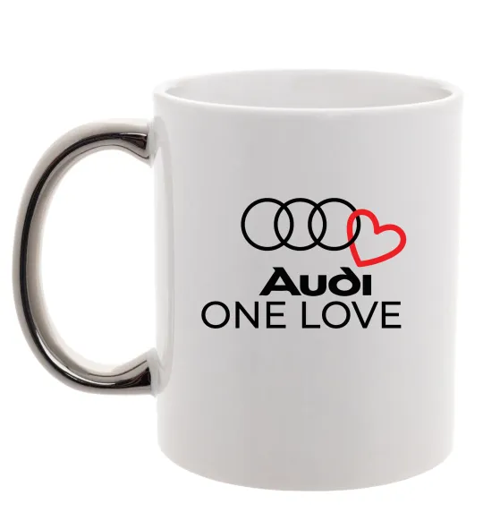 Чашка с цветной ручкой Audi One love Серебро фото