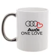 Чашка с цветной ручкой Audi One love Серебро фото