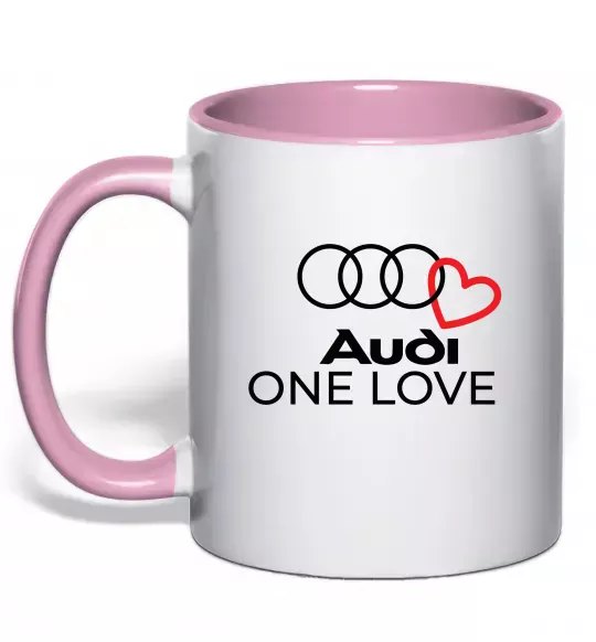 Чашка с цветной ручкой Audi One love Нежно розовый фото