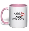 Чашка с цветной ручкой Audi One love Нежно розовый фото