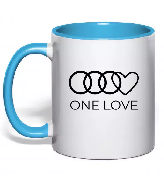 Чашка с цветной ручкой Love Audi Голубой фото