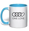 Чашка с цветной ручкой Love Audi Голубой фото