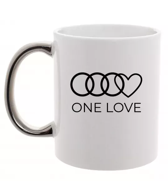 Чашка с цветной ручкой Love Audi Серебро фото