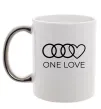 Чашка с цветной ручкой Love Audi Серебро фото