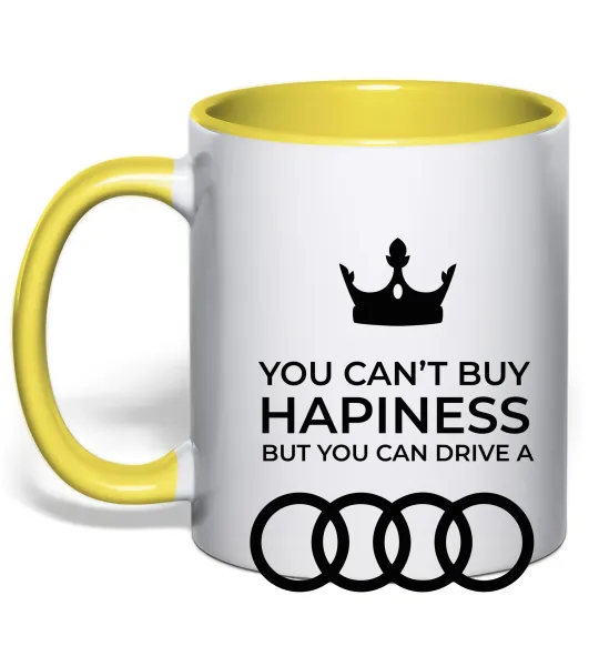 Чашка с цветной ручкой You can drive Audi Лимонный фото