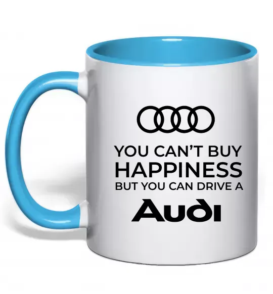 Чашка с цветной ручкой You can drive Audi Голубой фото