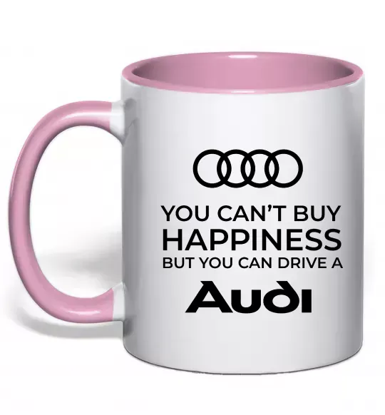 Чашка с цветной ручкой You can drive Audi Нежно розовый фото