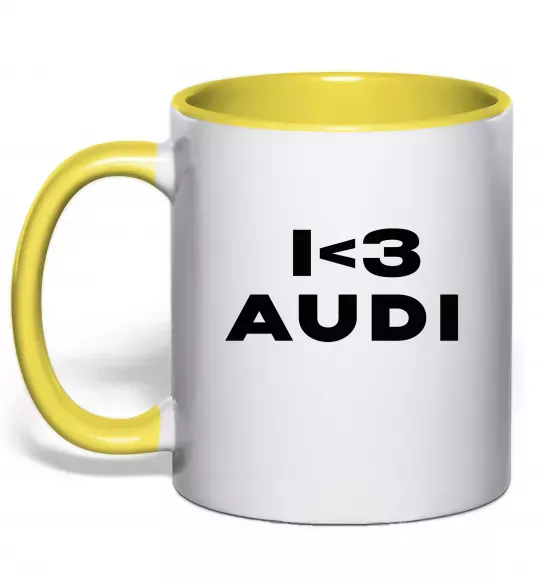Чашка с цветной ручкой I <3 Audi Солнечно желтый фото