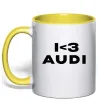 Чашка с цветной ручкой I <3 Audi Солнечно желтый фото