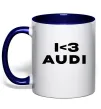 Чашка с цветной ручкой I <3 Audi Глубокий темно-синий фото