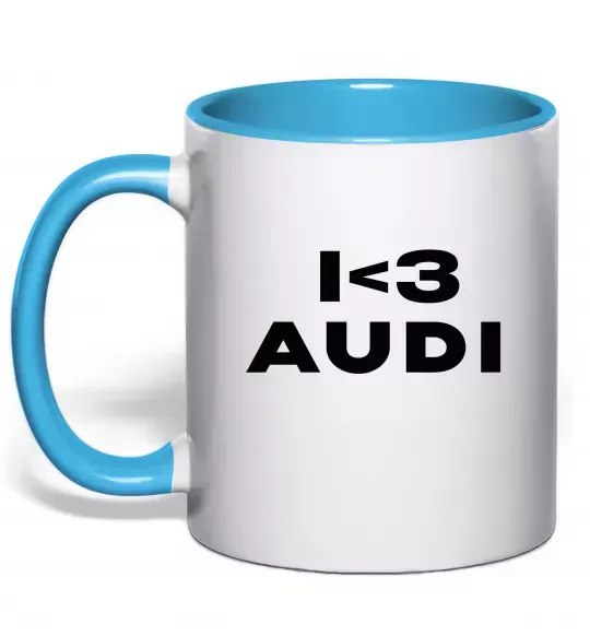 Чашка с цветной ручкой I <3 Audi Голубой фото