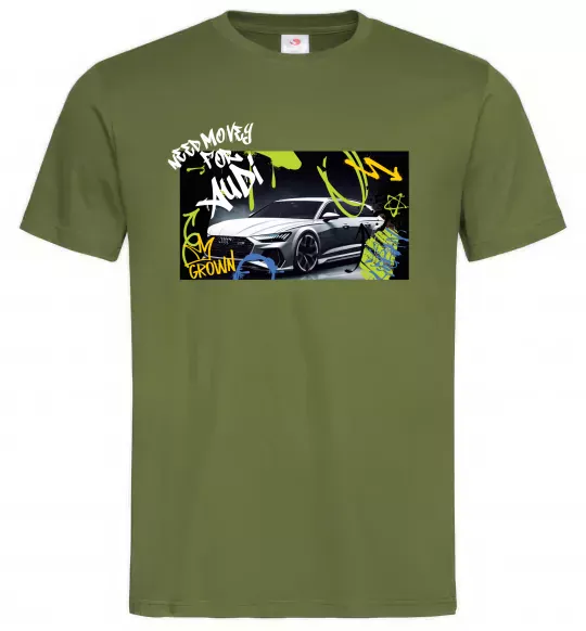 Чоловіча футболка Money for Audi Оливковий фото