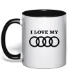 Чашка з кольоровою ручкою I love my Audi Чорний фото