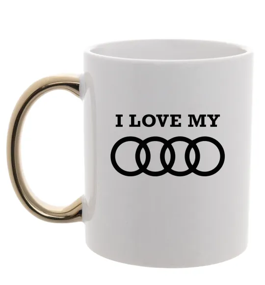 Чашка з кольоровою ручкою I love my Audi Золото фото