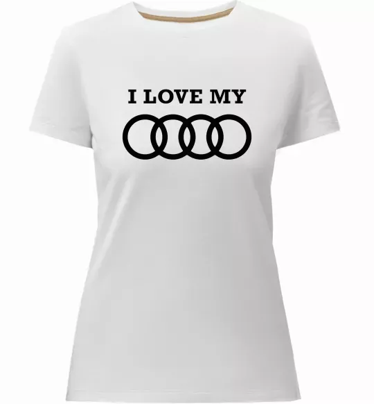 Женская премиум футболка I love my Audi Белый фото