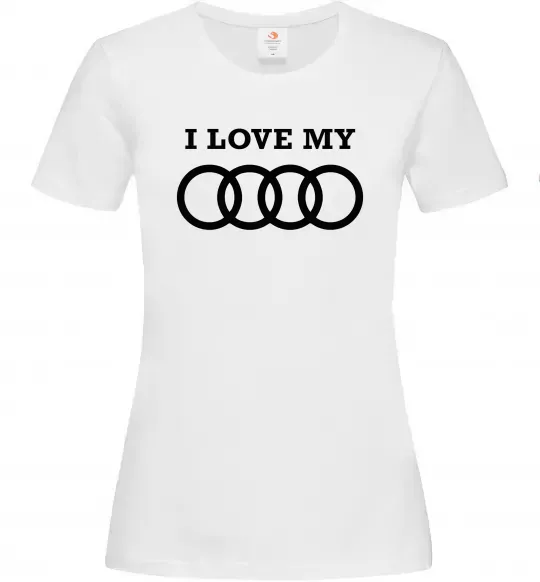 Жіноча футболка I love my Audi Білий фото