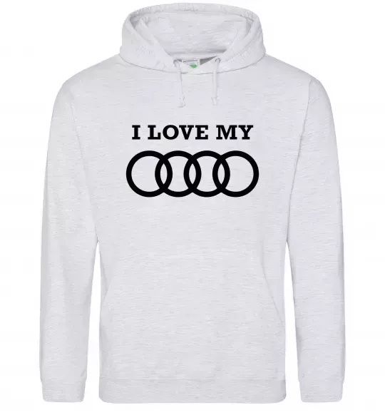 Мужская толстовка (худи) I love my Audi Серый меланж фото