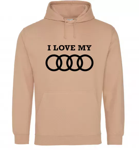 Мужская толстовка (худи) I love my Audi Песочный фото