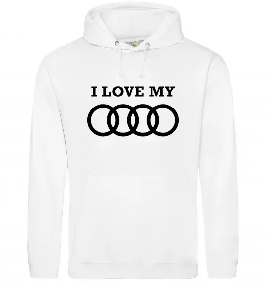 Жіноча толстовка (худі) I love my Audi Білий фото