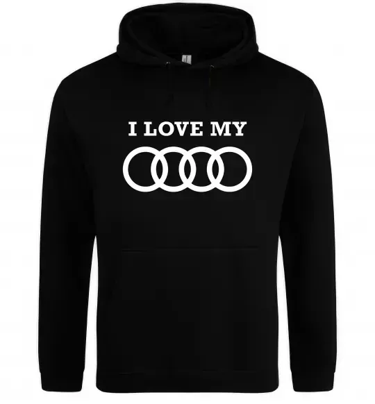 Мужская толстовка (худи) I love my Audi Черный фото