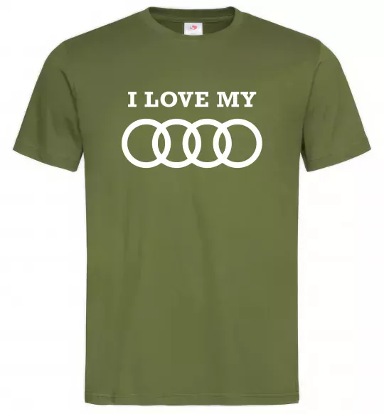 Мужская футболка I love my Audi Оливковый фото