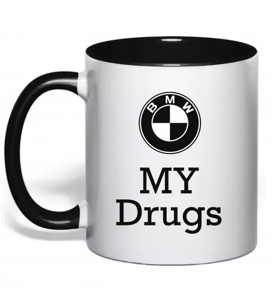 Чашка з кольоровою ручкою BMW Чорний фото