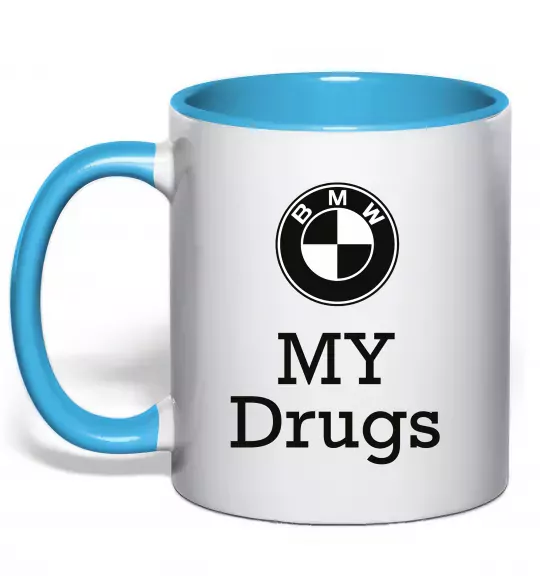 Чашка з кольоровою ручкою BMW Блакитний фото