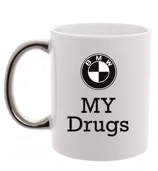 Чашка з кольоровою ручкою BMW Срібло фото