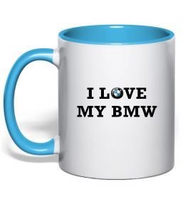 Чашка с цветной ручкой I love my BMW