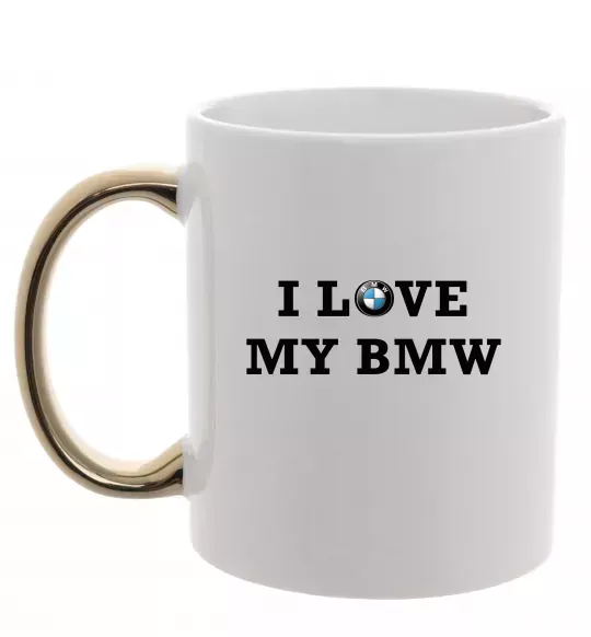 Чашка з кольоровою ручкою I love my BMW Золото фото
