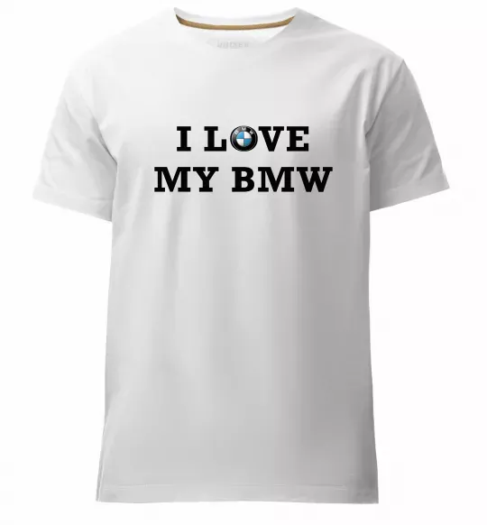 Чоловіча преміум футболка I love my BMW Білий фото