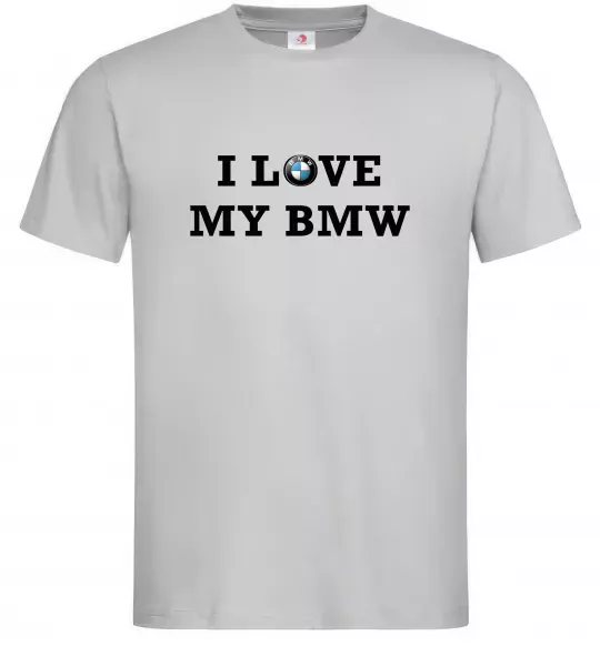 Мужская футболка I love my BMW Серый фото