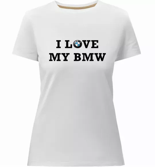 Жіноча преміум футболка I love my BMW Білий фото
