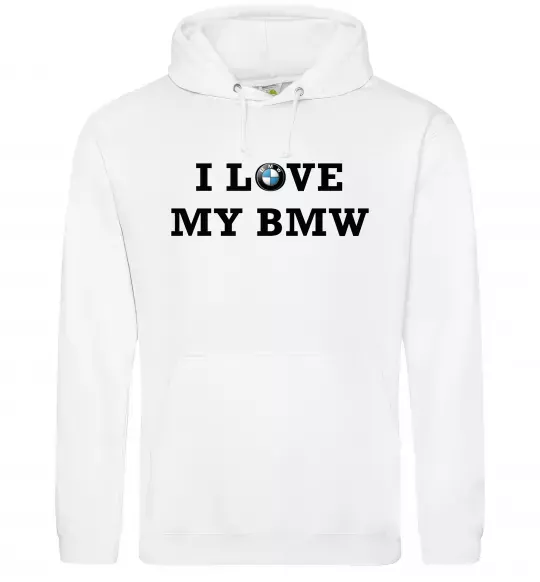 Мужская толстовка (худи) I love my BMW Белый фото