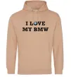 Мужская толстовка (худи) I love my BMW Песочный фото