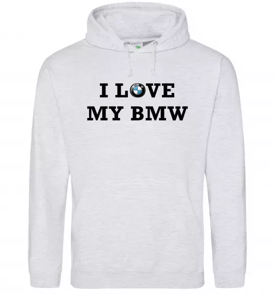 Жіноча толстовка (худі) I love my BMW Сірий меланж фото