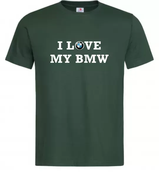 Мужская футболка I love my BMW Темно-зеленый фото