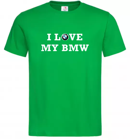 Мужская футболка I love my BMW Зеленый фото
