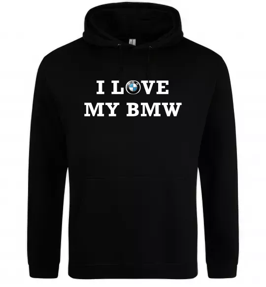 Мужская толстовка (худи) I love my BMW Черный фото