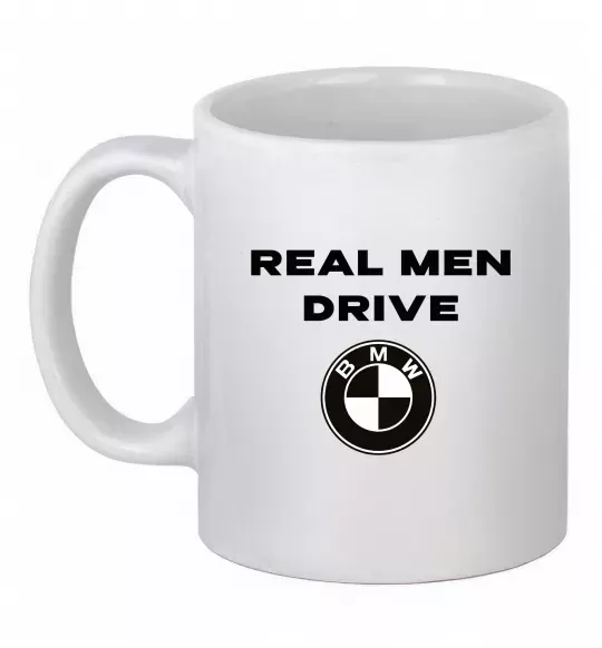 Чашка керамическая Real men drive BMW Белый фото