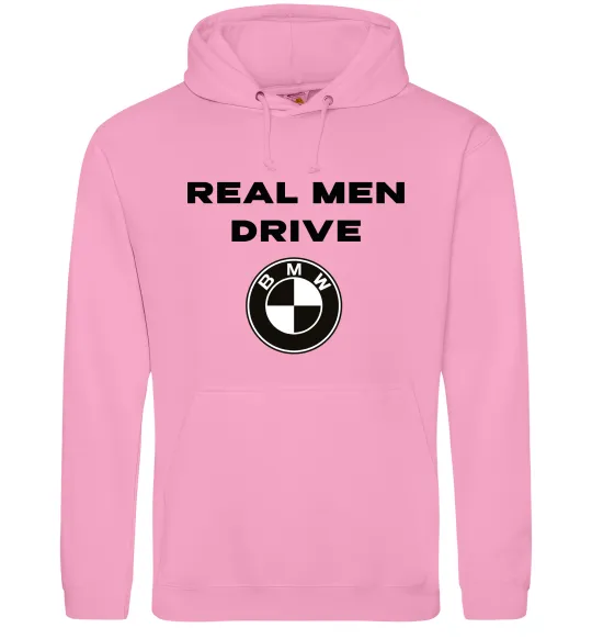 Мужская толстовка (худи) Real men drive BMW Розовый фото