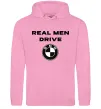 Мужская толстовка (худи) Real men drive BMW Розовый фото
