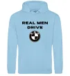 Мужская толстовка (худи) Real men drive BMW Голубой фото