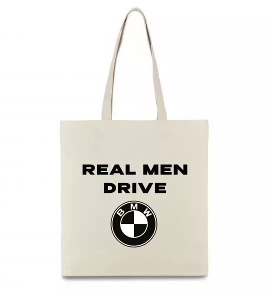 Еко-сумка Real men drive BMW Бежевий фото