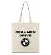 Еко-сумка Real men drive BMW Бежевий фото