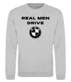 Світшот Real men drive BMW Сірий меланж фото