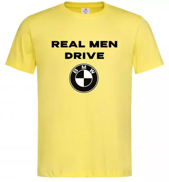 Чоловіча футболка Real men drive BMW Лимонний фото