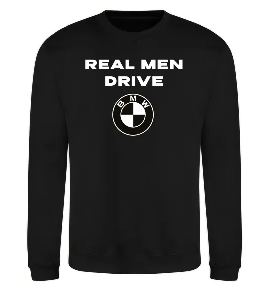 Світшот Real men drive BMW Чорний фото